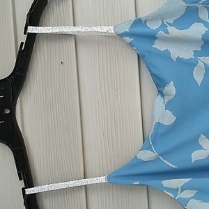 Vintage I. N. C. TOP, color Silver and Baby Blue, with Silver Straps